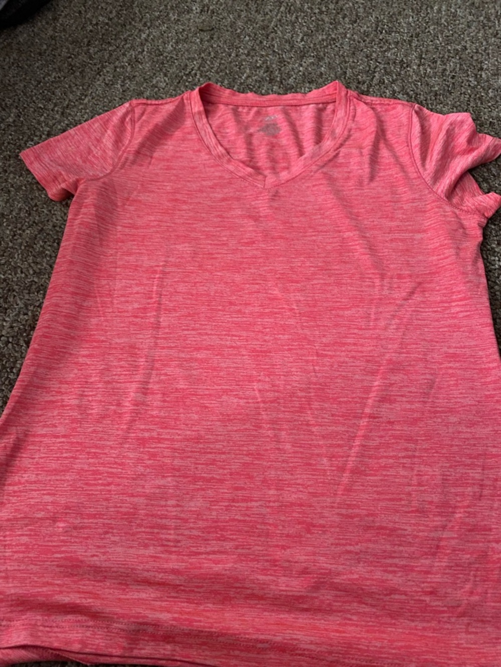Danskin Heathered V-Neck Short Sleeve Tee - Coral Pink